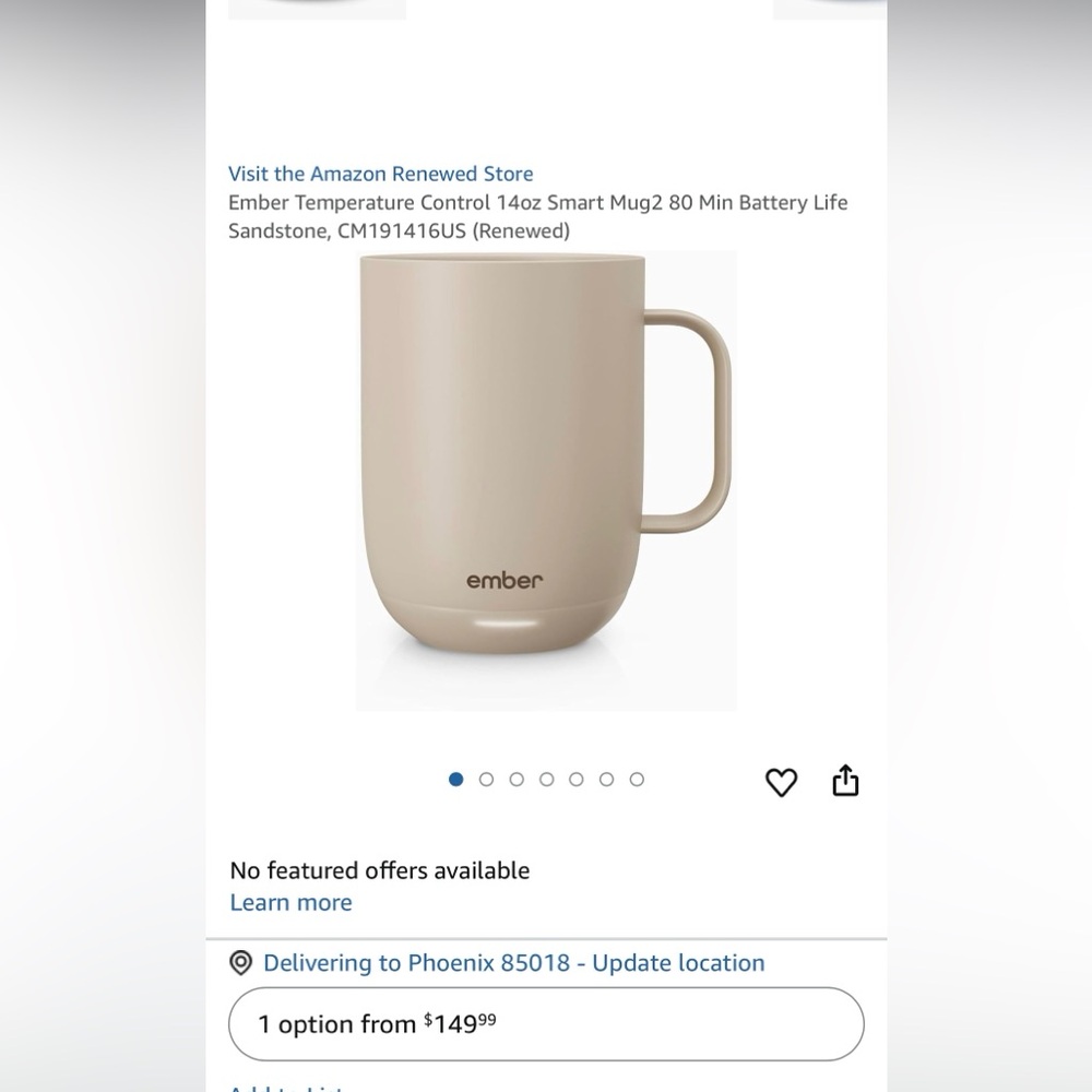 *NEW* Ember 14OZ Mug 2, Temperature Control Smart Mug (CM191416US) - San…